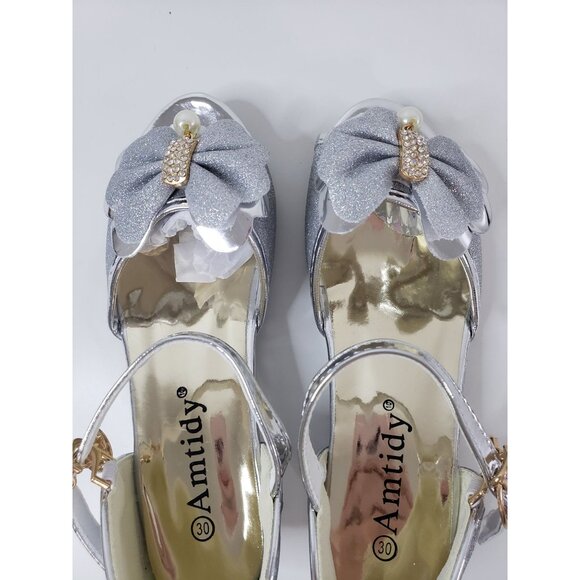 Amtidy Girl's Glitter Dress Pumps in Silver - Size‎ 30 (US 12.5) - Picture 5 of 7